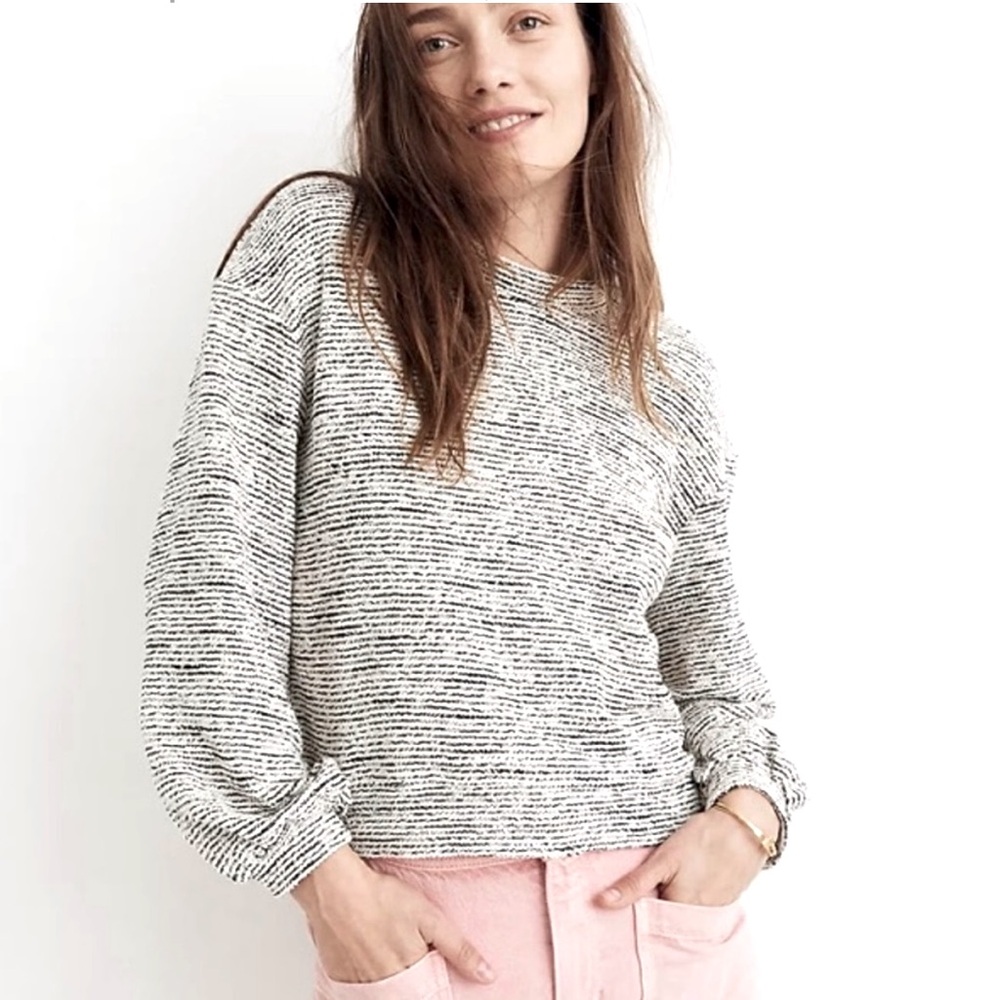Madewell Texture and Thread Bubble Sleeve Sweater